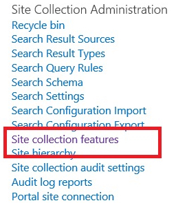 Site collection features